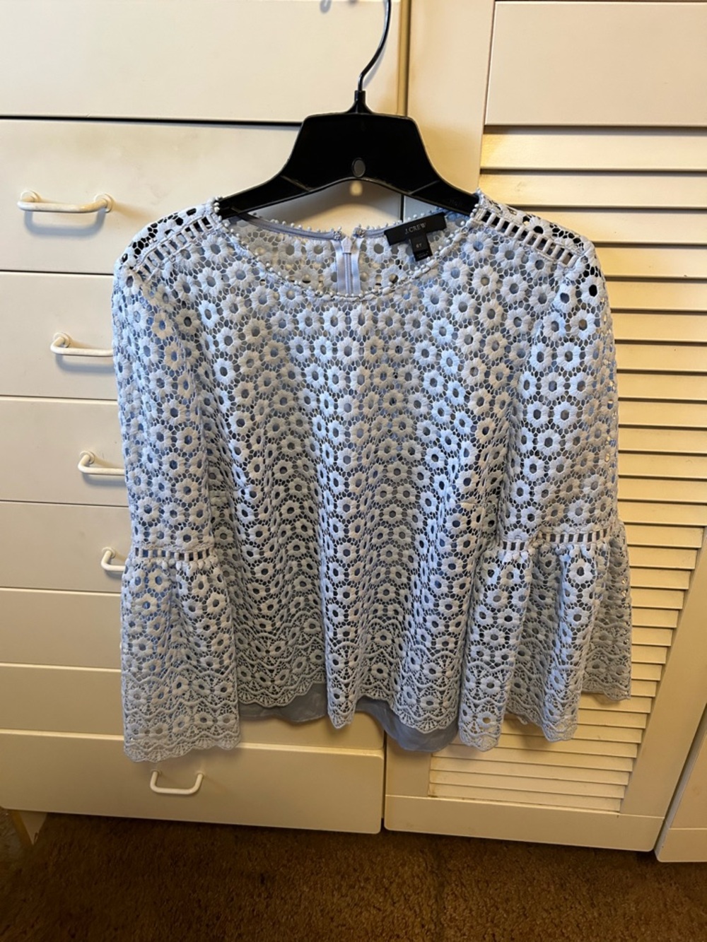 🪻Cute Light Blue Lace Bell Sleeve Top
